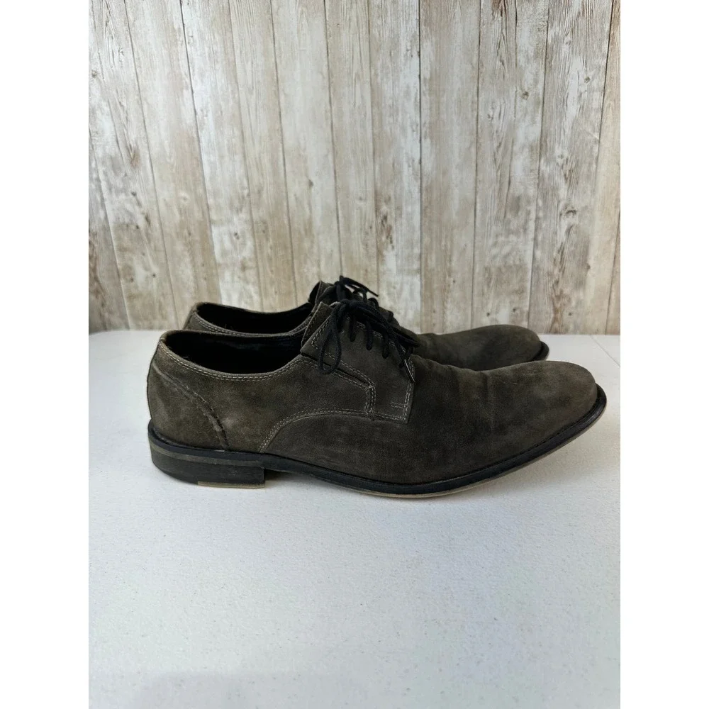 Gray Saks Fifth Avenue Star Dom‎ Mens Shoe Sz 8 Brown Leather Suede Lace Up